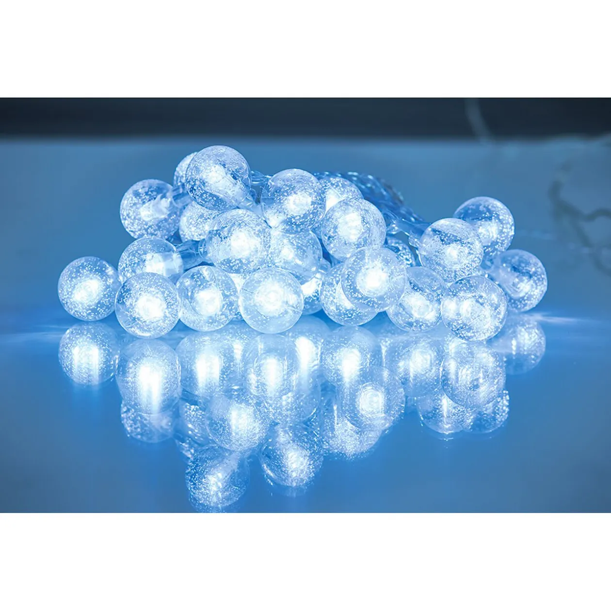 Guirlande boules lumineuses solaire blanc froid clignotant fixe 5,8 m