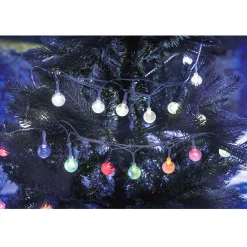 Guirlande boules lumineuses solaire blanc froid clignotant fixe 5,8 m