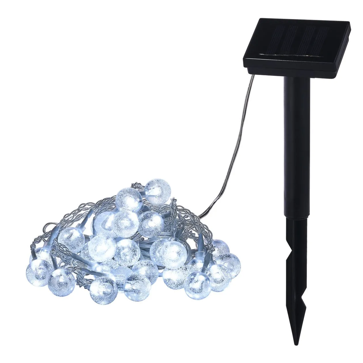 Guirlande boules lumineuses solaire blanc froid clignotant fixe 5,8 m