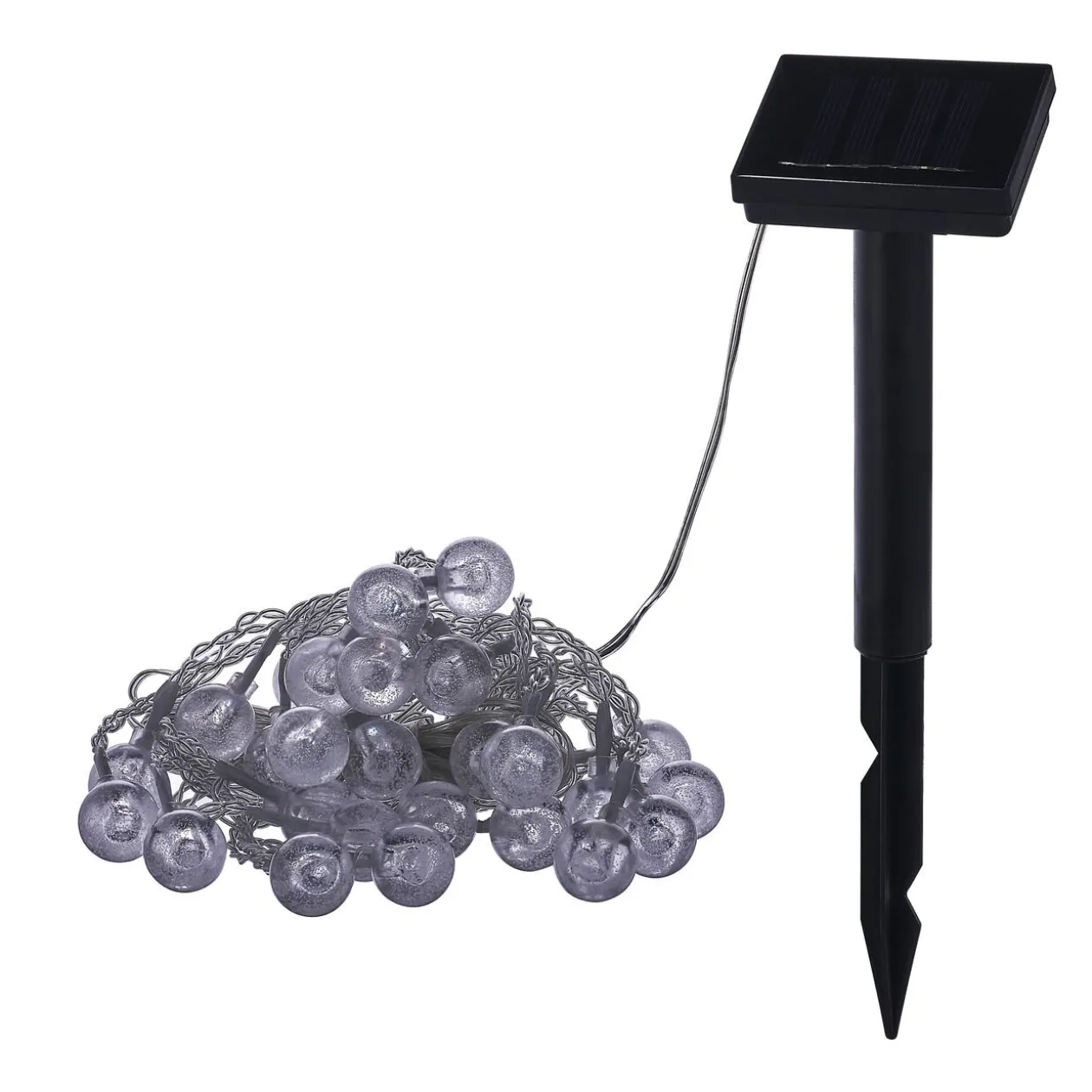 Guirlande boules lumineuses solaire blanc froid clignotant fixe 5,8 m