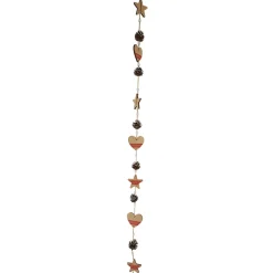 Guirlande coeurs pommes de pin beige rouge L. 1,9 m