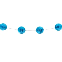 Guirlande de 15 boules en papier bleues turquoise 5 m