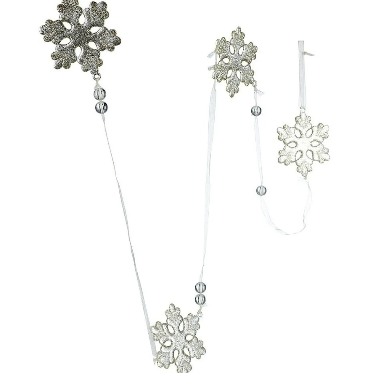 Guirlande de flocons en acrylique doré fil argenté