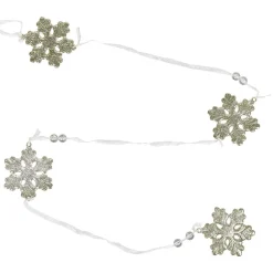 Guirlande de flocons en acrylique doré fil argenté