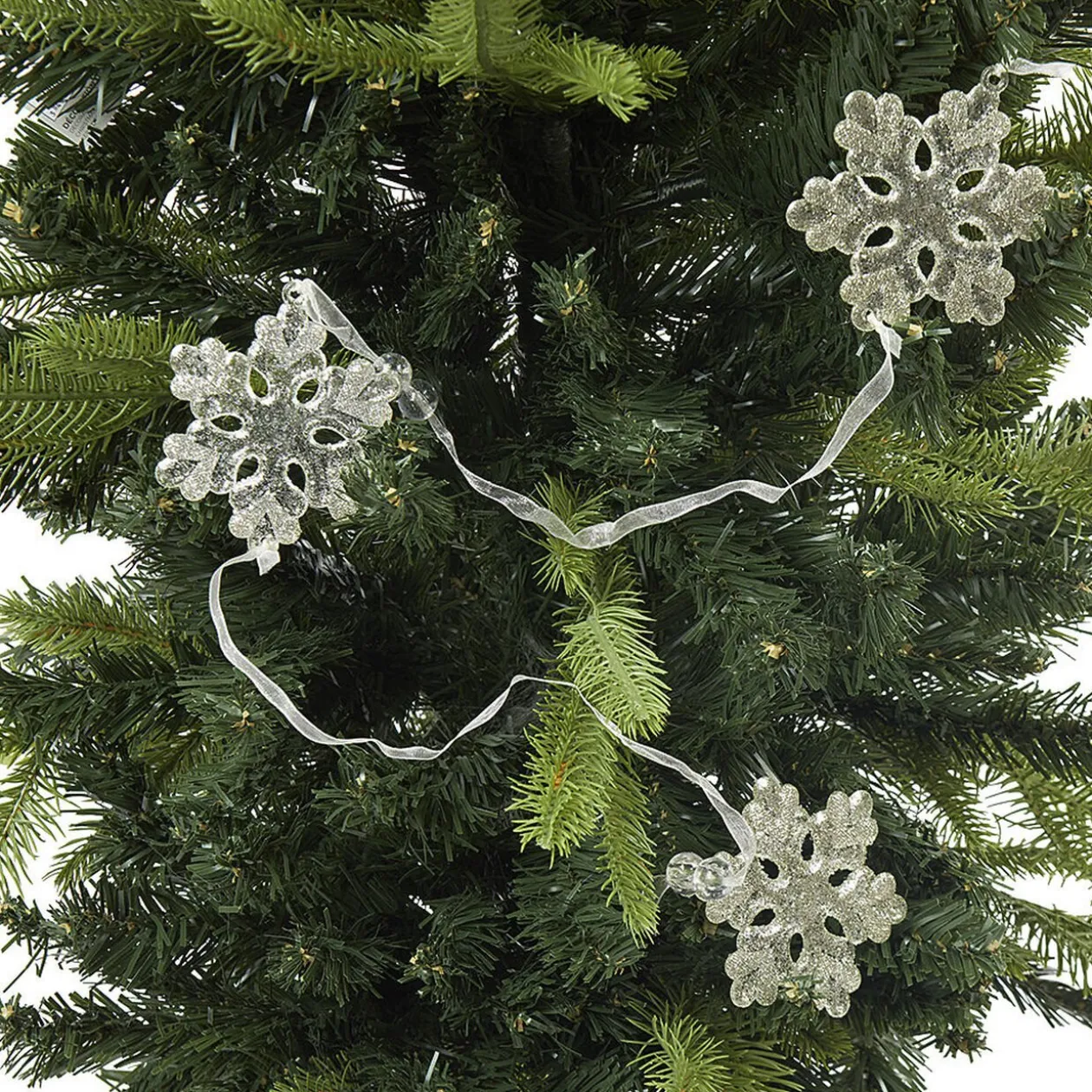 Guirlande de flocons en acrylique doré fil argenté