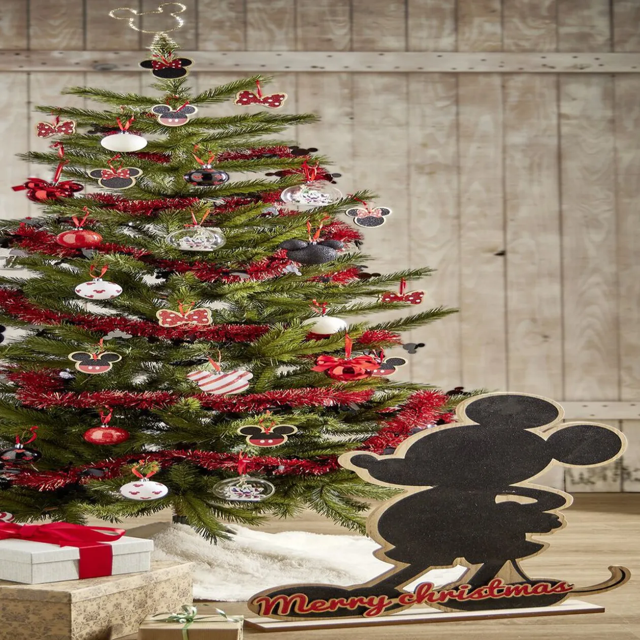Guirlande de Noël Disney Mickey scintillante rouge et noir 3m
