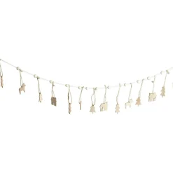 Guirlande de Noël en bois fantaisie blanc 1,8m