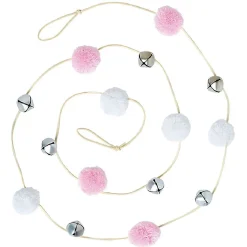 Guirlande de Noël pompons et clochettes 1m40