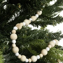 Guirlande de perles en bois beige naturel