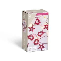 Guirlande d'intérieur sapins et étoiles 20 LED blanc chaud 1,9m