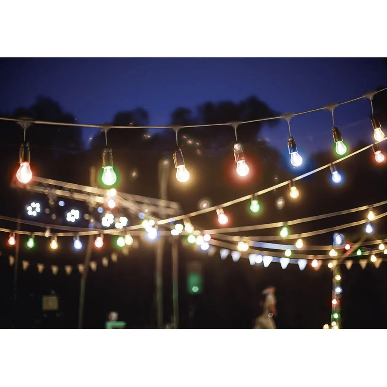 Guirlande guinguette 50 LED 10 boules multicolores 6m