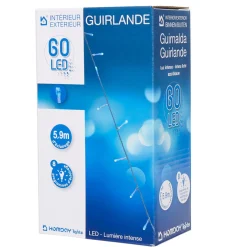 Guirlande électrique 60 led bleues clignotantes L. 5,9 m