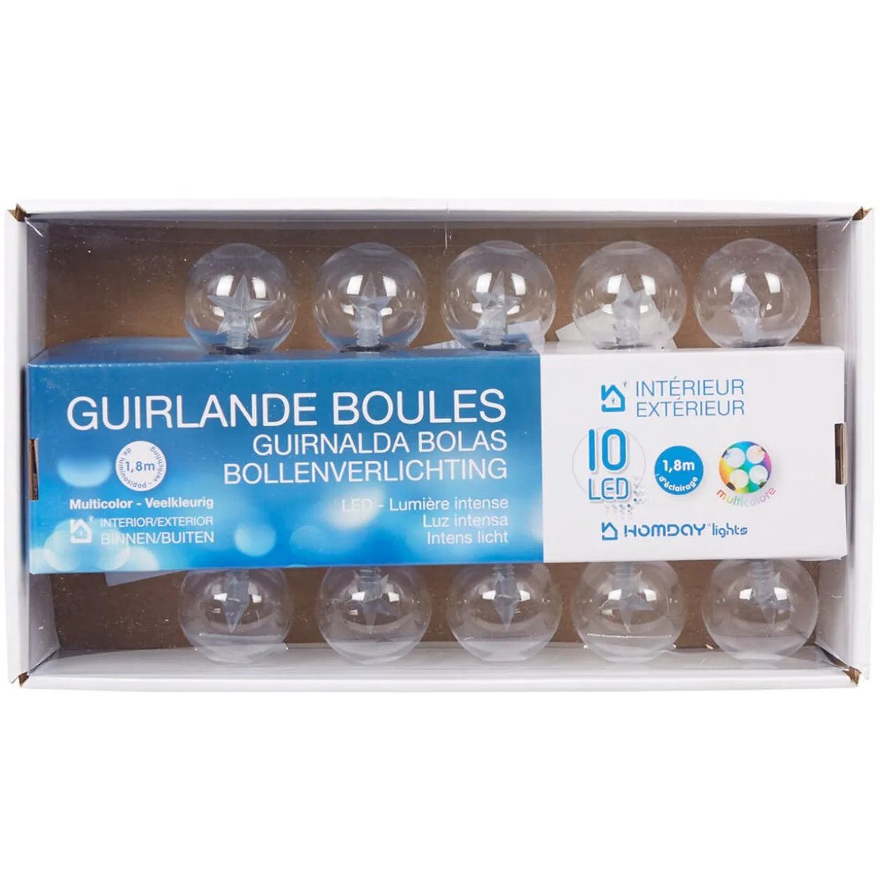 Guirlande électrique boules à led étoile multicolore L. 1,8 m
