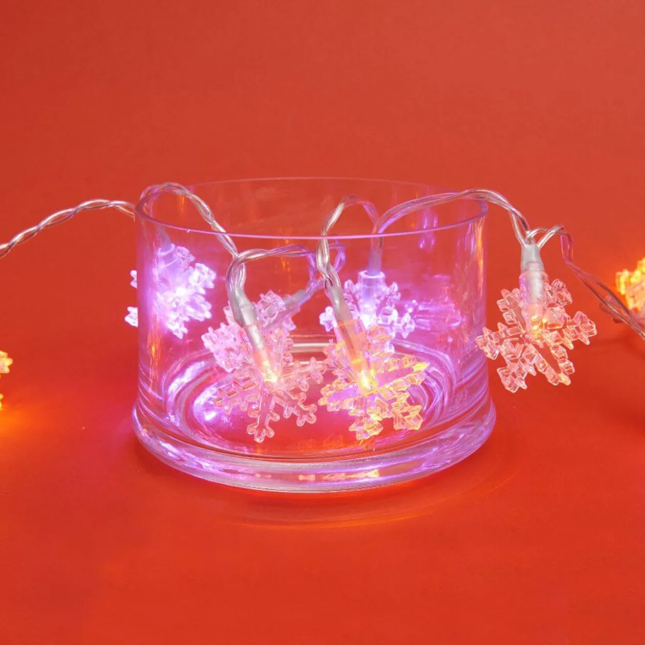 Guirlande électrique flocons multicolores 1 m