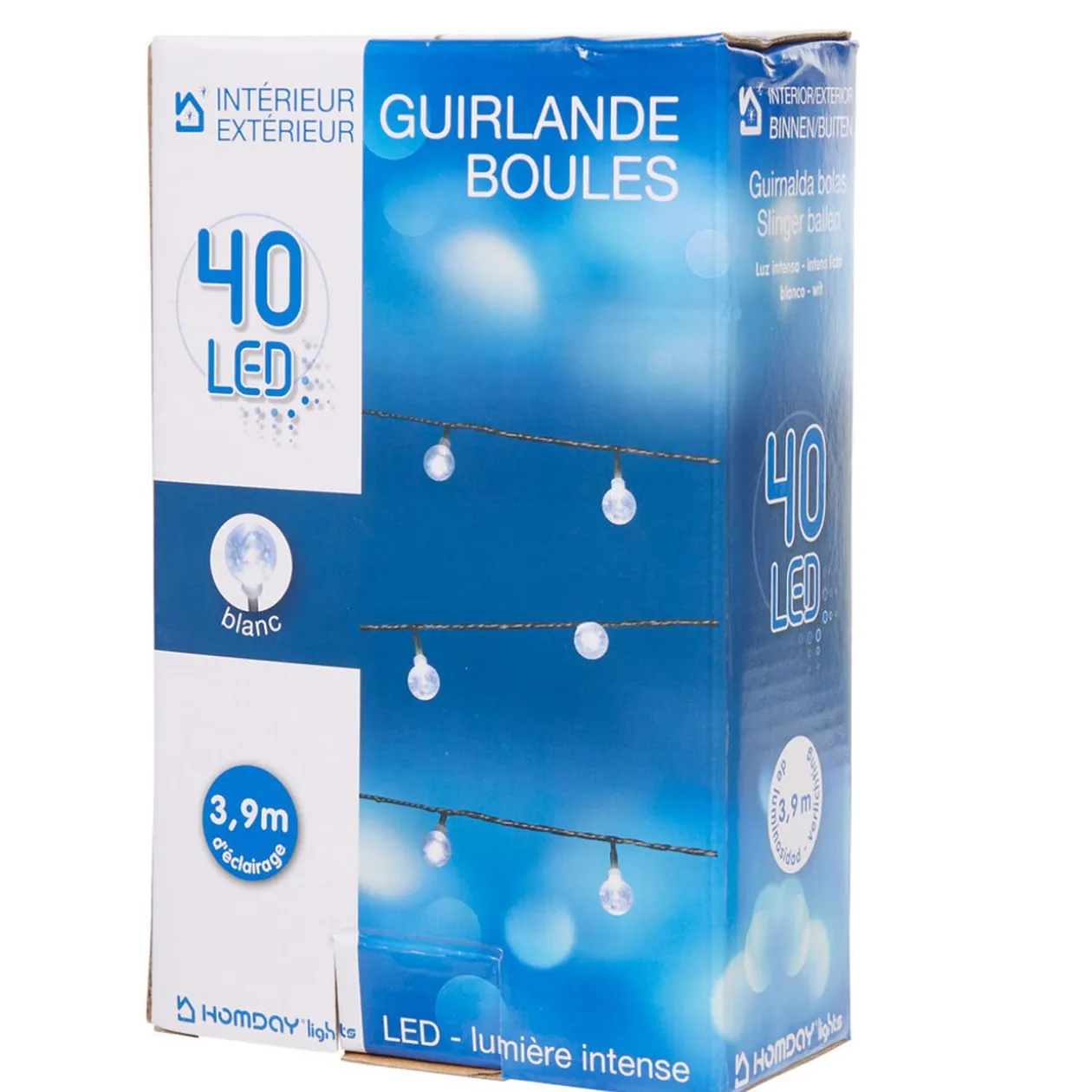 Guirlande électrique forme gouttes à led blanches L. 3,9 m