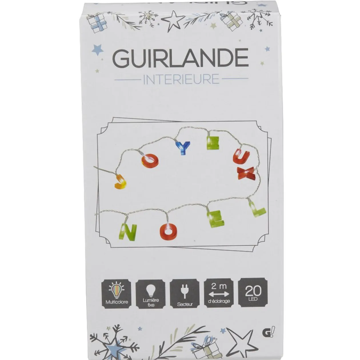 Guirlande électrique intérieure Joyeux Noël 20 LED fixe 2 m
