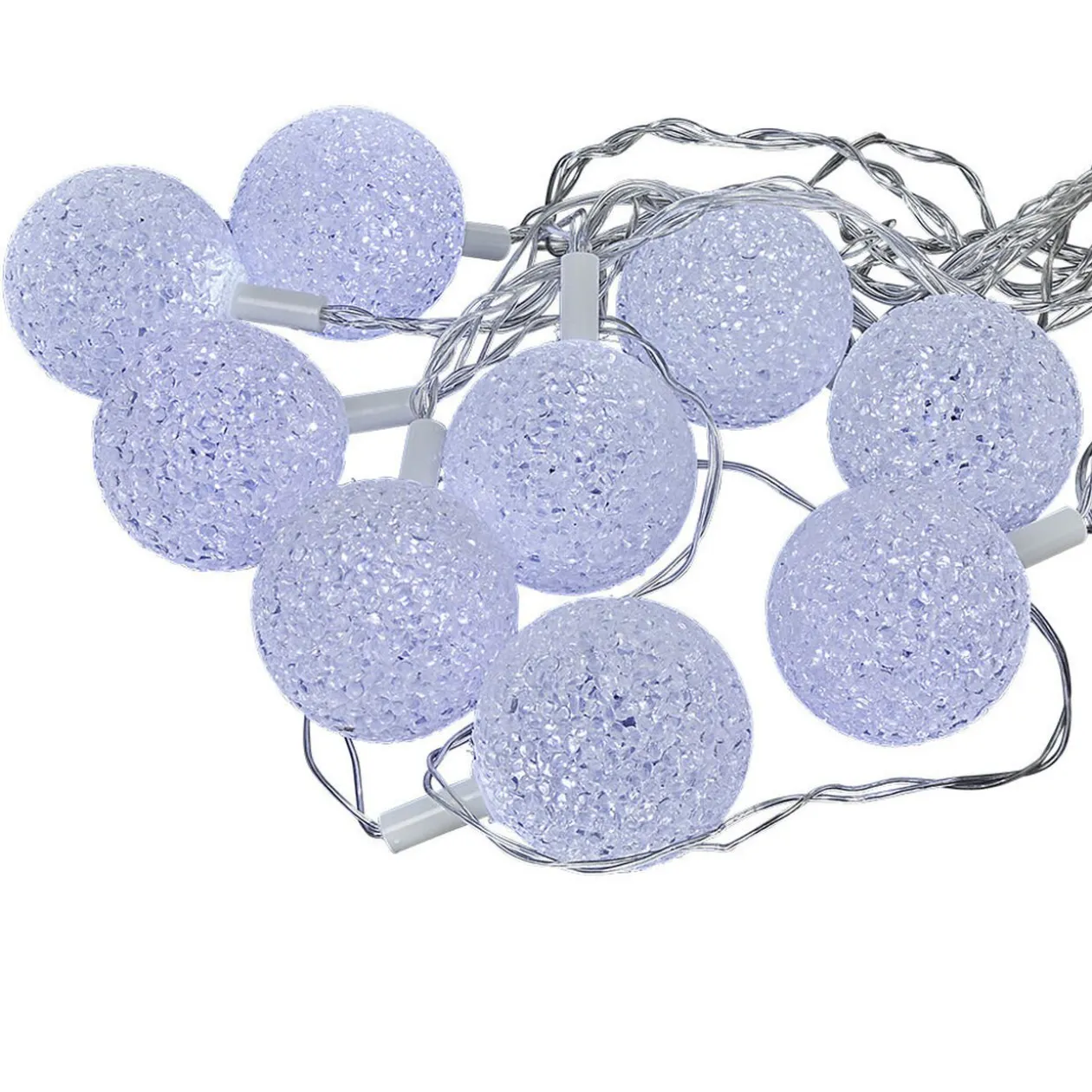 Guirlande électrique solaire 9 boules blanc 5,6 m