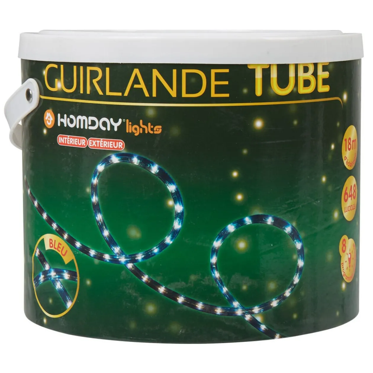 Guirlande électrique tube bleu clignotant 18 m