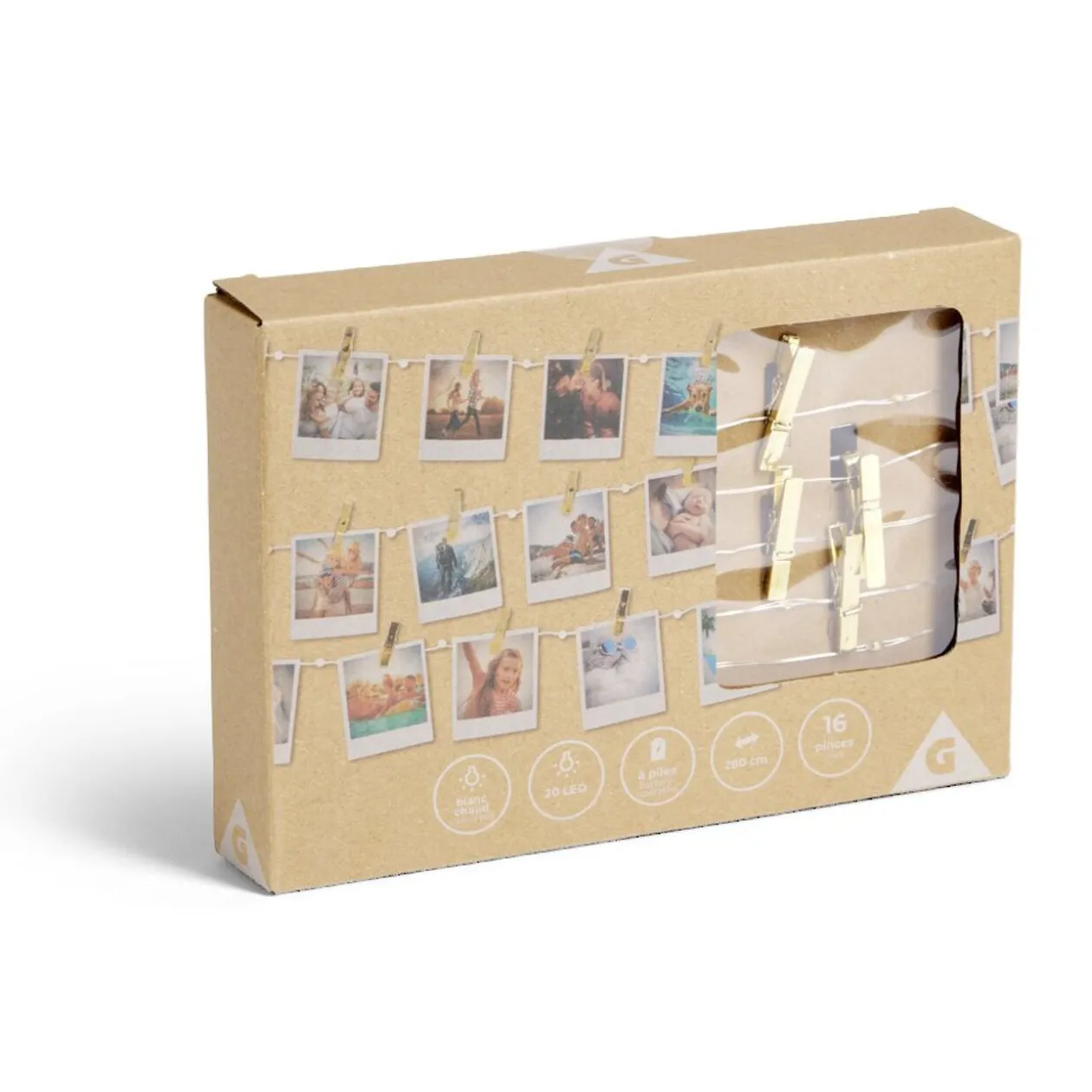 Guirlande LED à pinces 280cm plastique doré