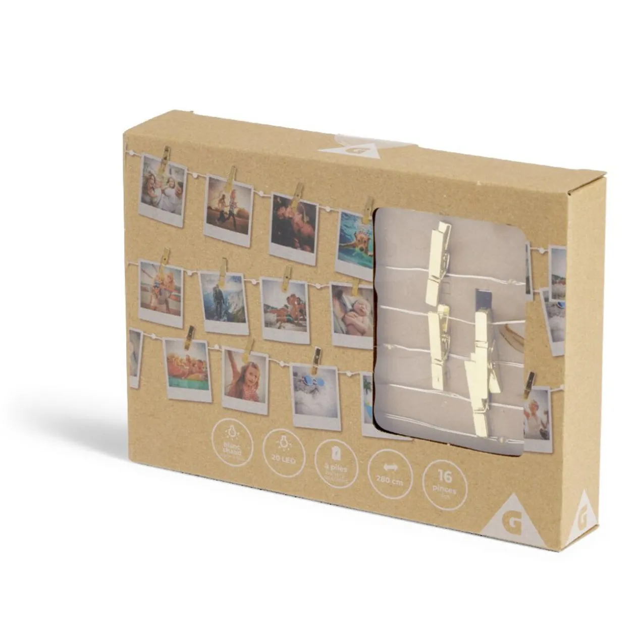 Guirlande LED à pinces 280cm plastique doré