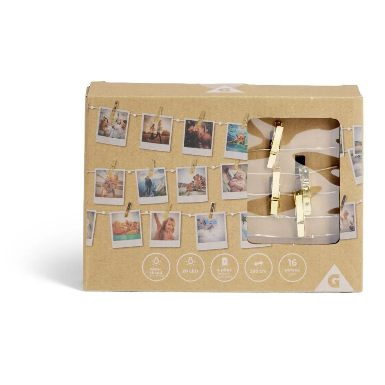 Guirlande LED à pinces 280cm plastique doré