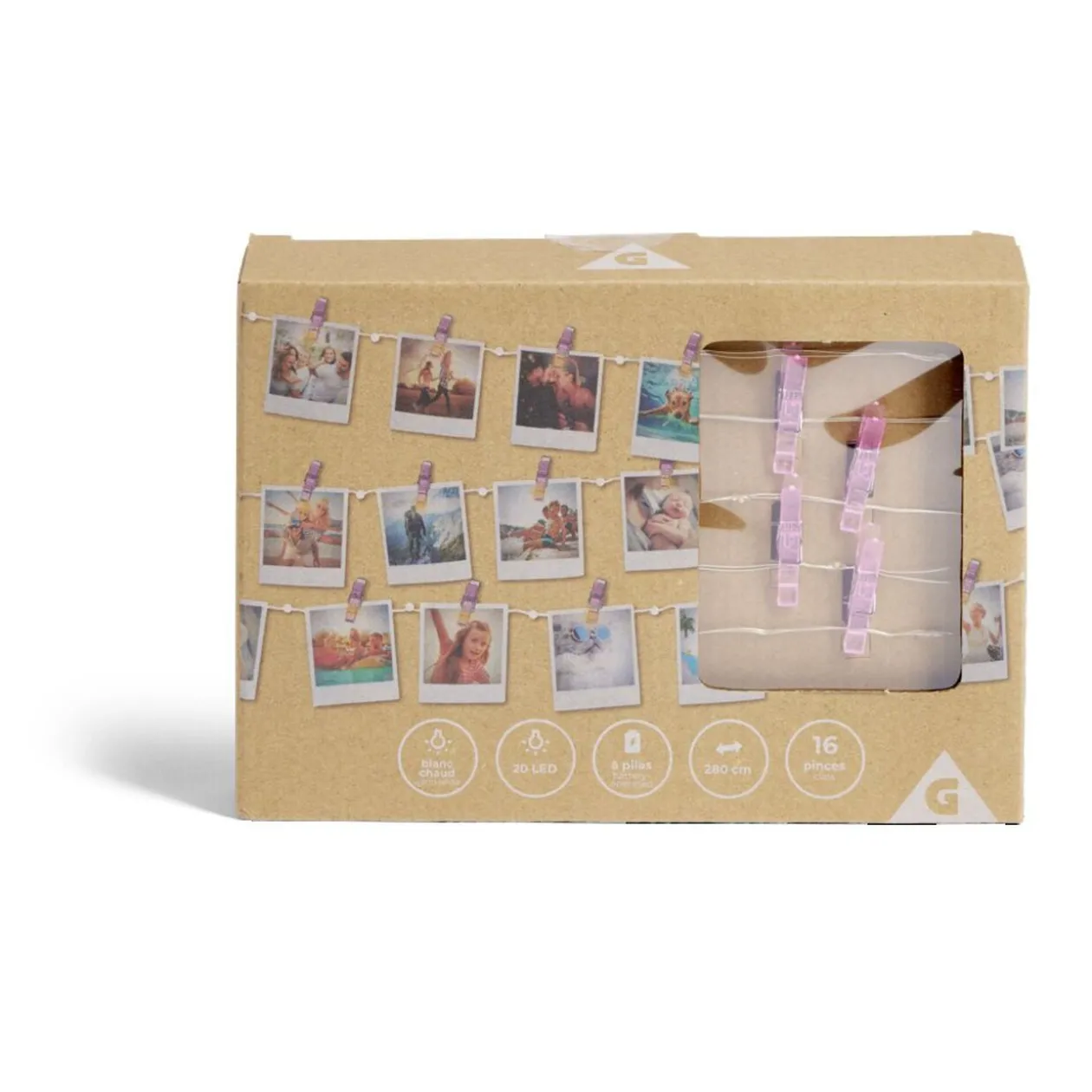 Guirlande LED à pinces 280cm plastique rose gold