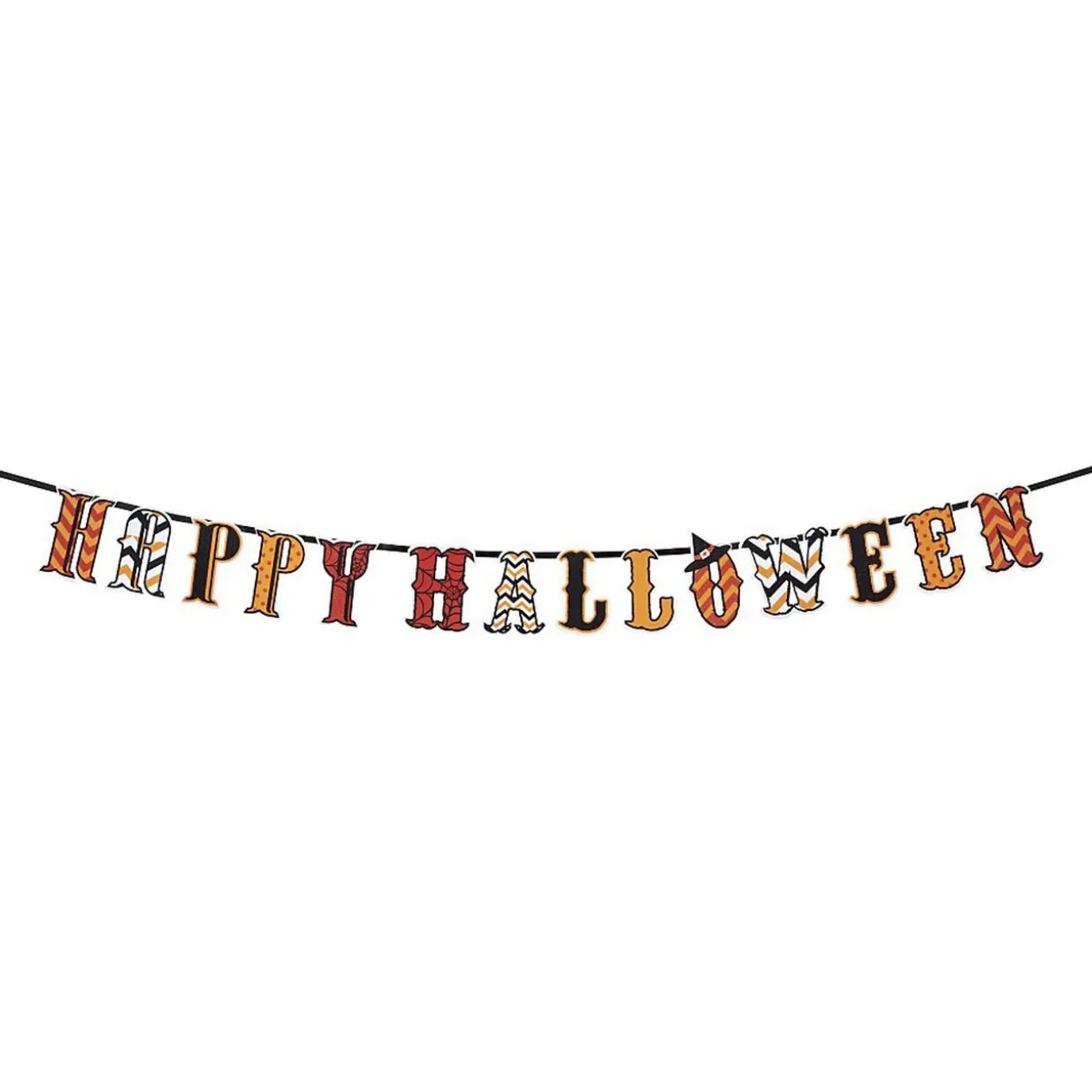 Guirlande lettre feutrine Happy Halloween rouge orange noir 1,60 m