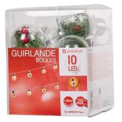Guirlande lumineuse 10 ampoules déco branche de pin L. 80 cm