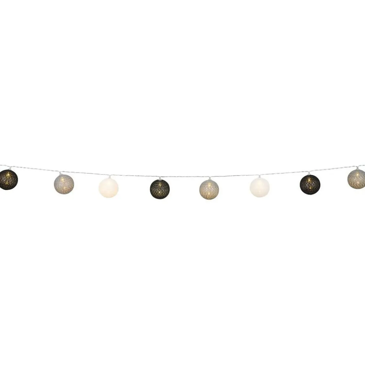 Guirlande lumineuse 10 boules beige noir marron L165cm