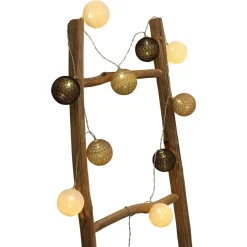 Guirlande lumineuse 10 boules beige noir marron L165cm
