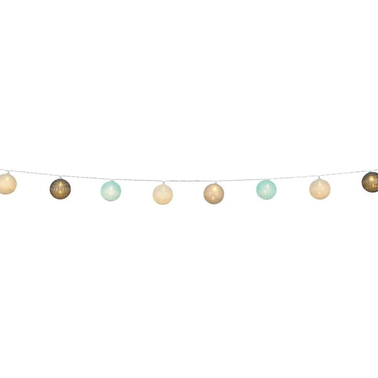 Guirlande lumineuse 10 boules beige noir bleu L165cm