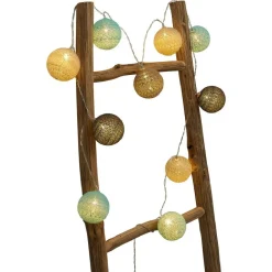 Guirlande lumineuse 10 boules beige noir bleu L165cm