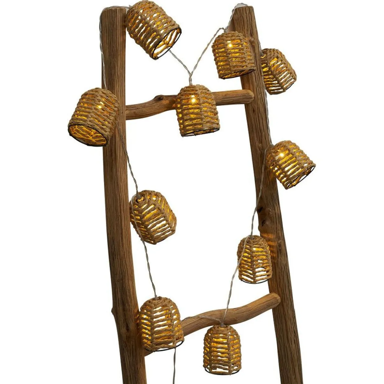 Guirlande lumineuse 10 boules effet rotin tressé 165cm