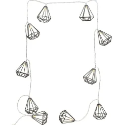 Guirlande lumineuse 10 diamants métal noir 165cm