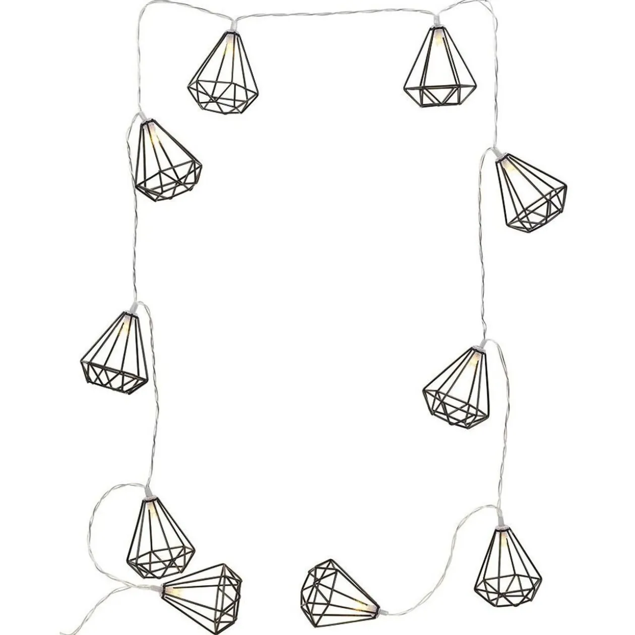 Guirlande lumineuse 10 diamants métal noir 165cm