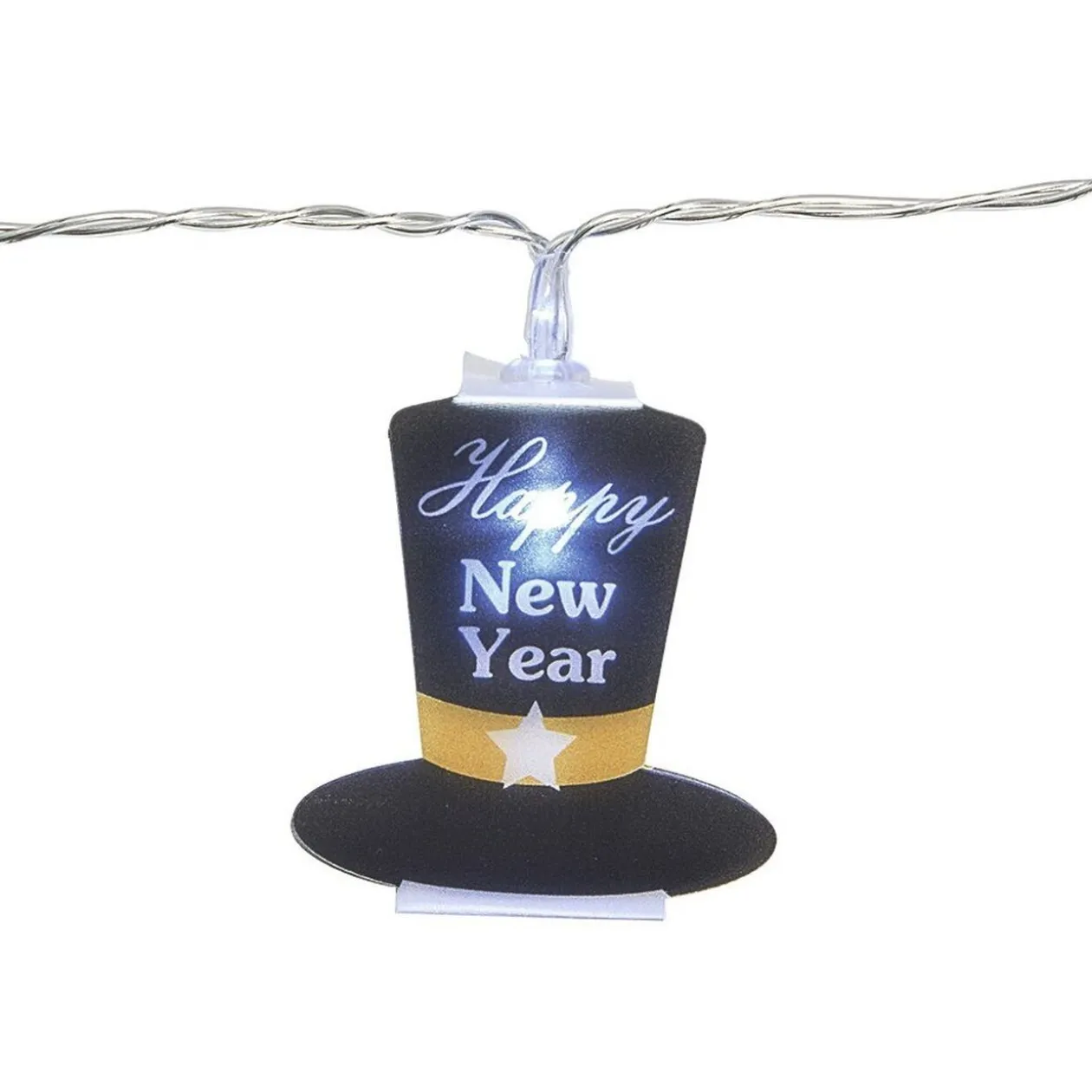 Guirlande lumineuse 10 LED chapeaux Happy New Year 1,75 m