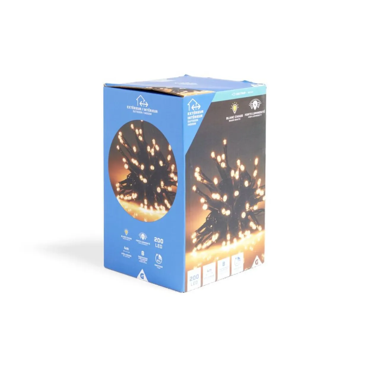 Guirlande lumineuse extérieur 200LED cluster blanc chaud 4m