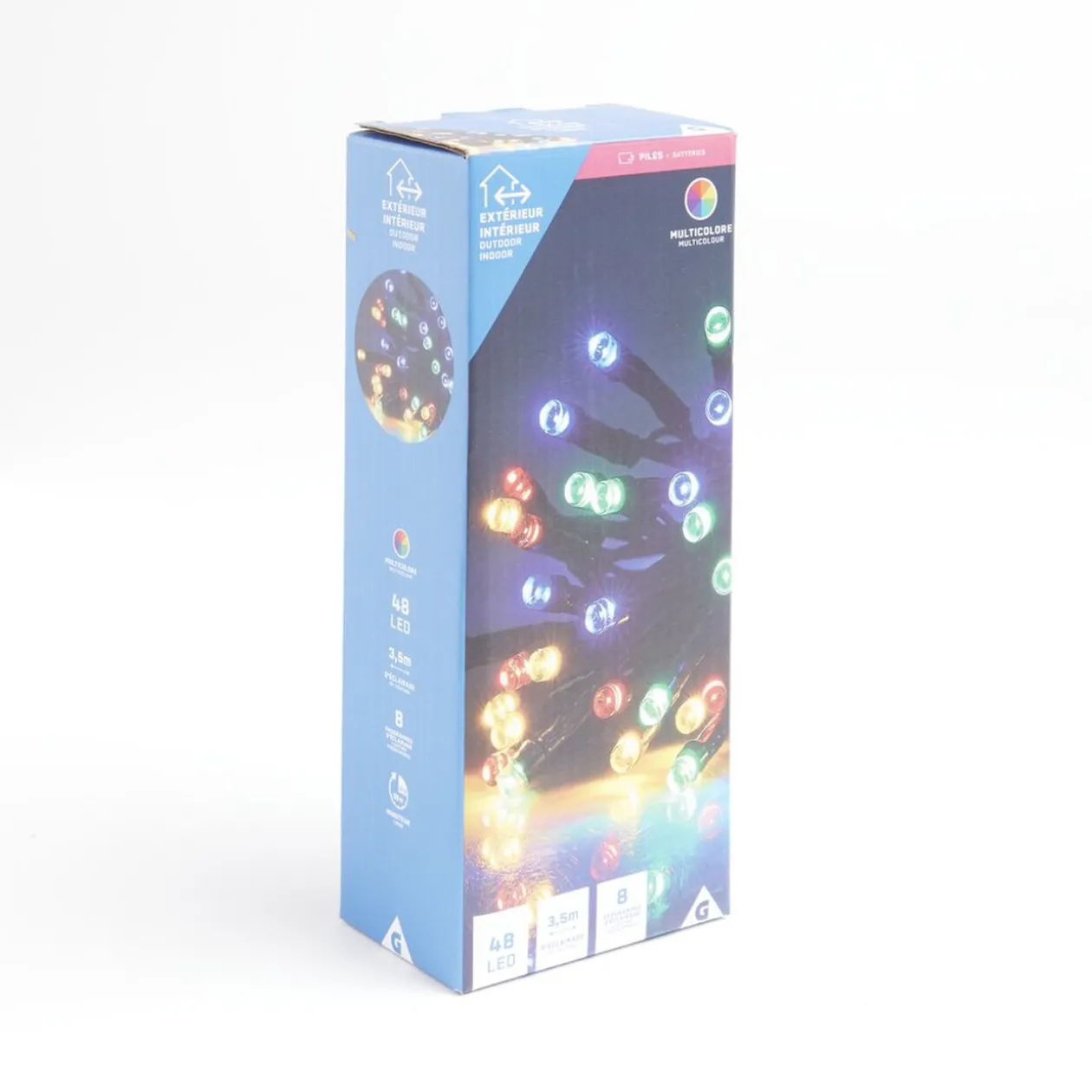 Guirlande lumineuse extérieur à piles 48LED multicolores 3,5m