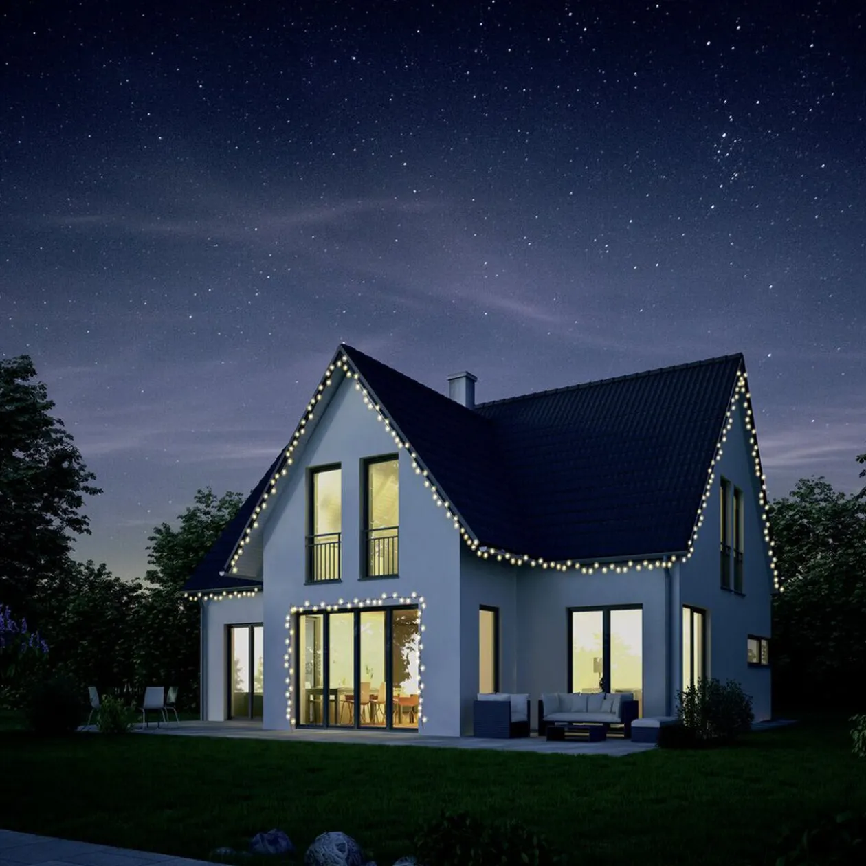 Guirlande lumineuse extérieur 600LED blanc chaud 44,9m