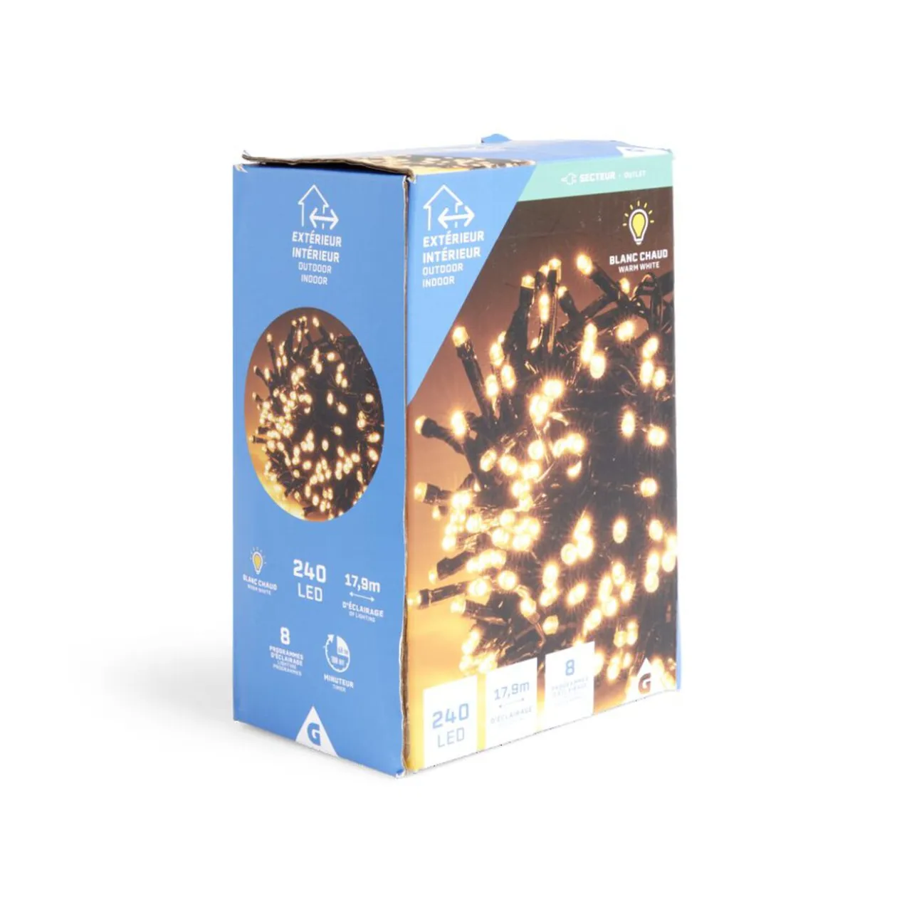 Guirlande lumineuse extérieur 240LED blanc chaud 17,9m