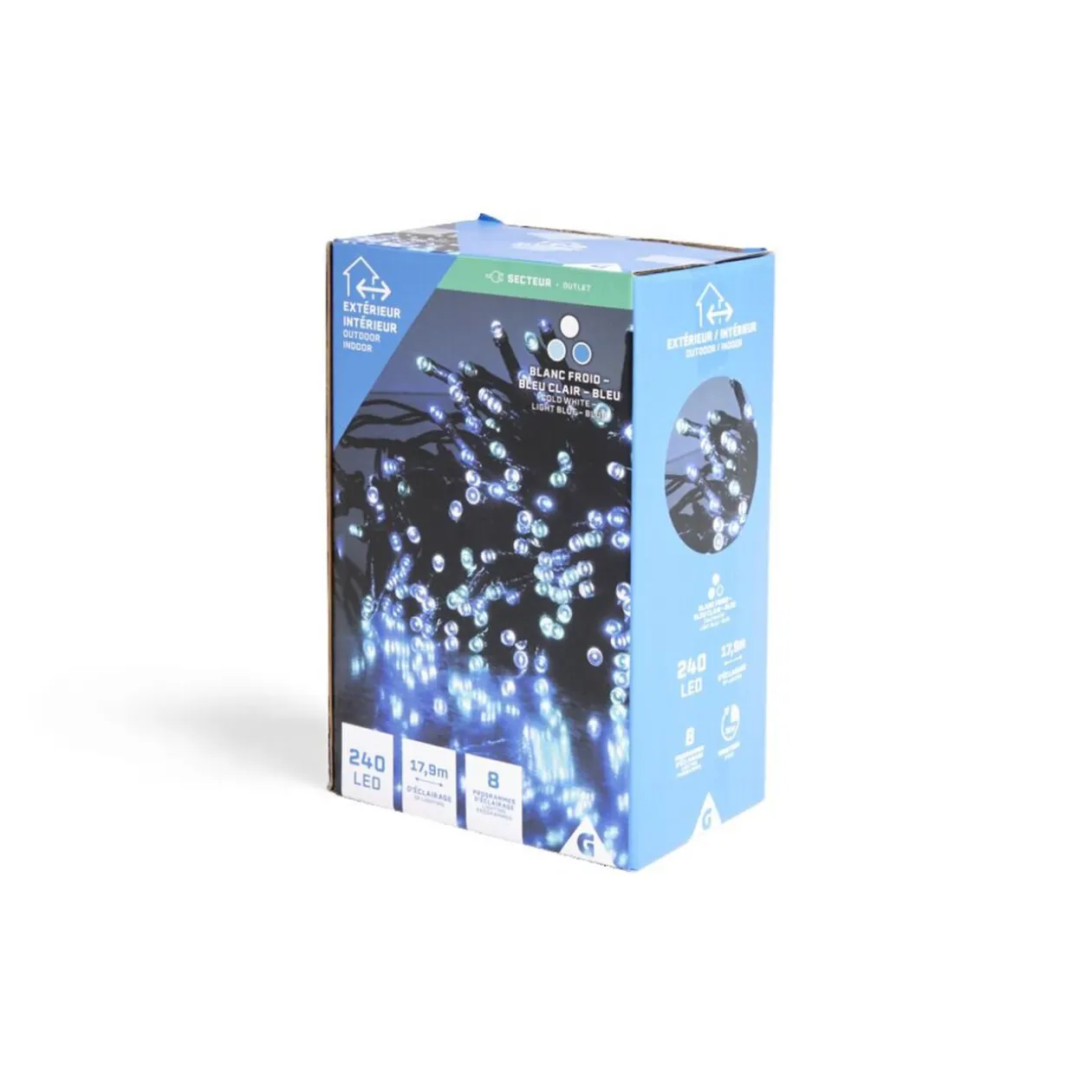 Guirlande lumineuse extérieur 240LED bleu 17,9m