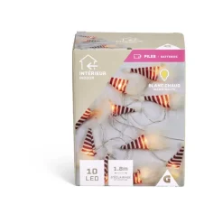 Guirlande lumineuse intérieur gnome 10LED blanc chaud à piles 1,8m