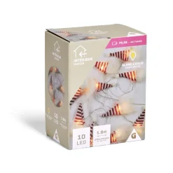 Guirlande lumineuse intérieur gnome 10LED blanc chaud à piles 1,8m