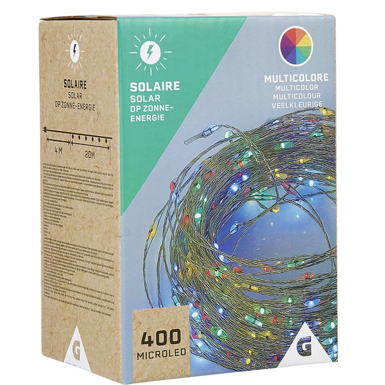 Guirlande lumineuse Solaire 400 microled Multicolore 20 m