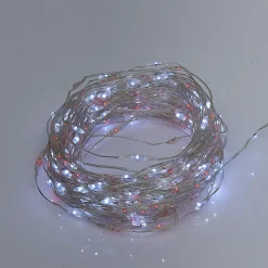 Guirlande lumineuse solaire 400 microLED rouge et blanc froid L.19,9m