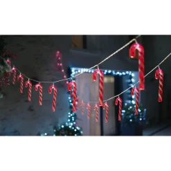 Guirlande lumineuse solaire sucre d'orge 20LED blanc froid 3,8m