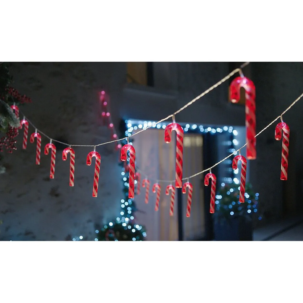 Guirlande lumineuse solaire sucre d'orge 20LED blanc froid 3,8m