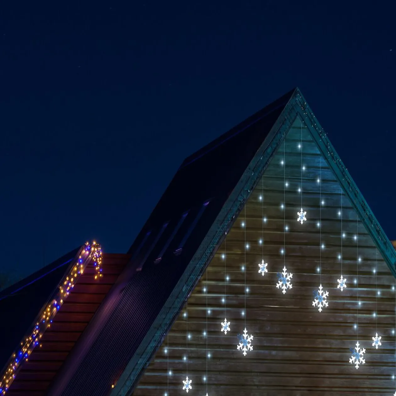 Guirlande lumineuse solaire bordure toit flocon 161LED blanc froid 3m