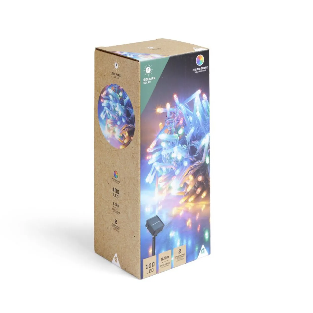 Guirlande lumineuse solaire 100LED multicolores 9,9m