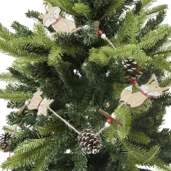 Guirlande pommes de pin renards Noël beige rouge L. 1,2 m